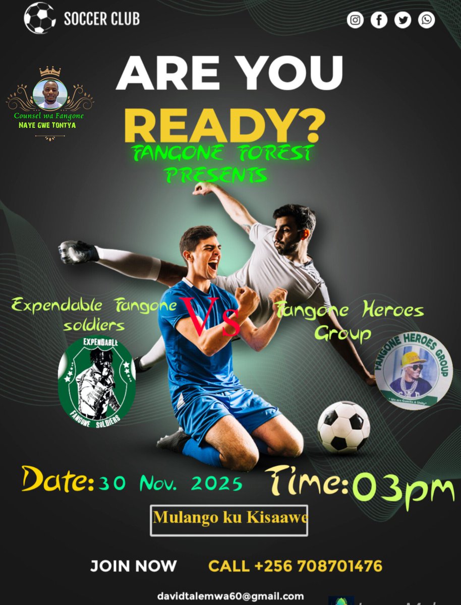 Yessss Here we goo!!!!!!!!!
Fangone Forest is all about Happiness and enjoyment 🤘💪...
It's soccer ⚽⚽ tym js Friendly match between FANGONE HEROES GROUP VS EXPENDABLE FANGONE SOLDIERS.
So well anyone interested plz my in box is open 🤘💪
#Sseboavuga🤣🤣
