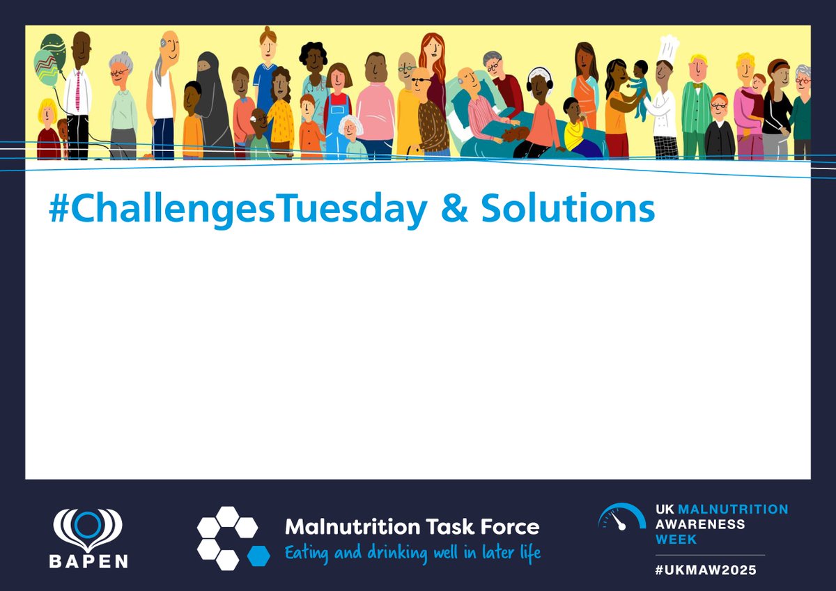 BAPENUK's tweet photo. It's #ChallengesTuesday & Solutions tomorrow.
Download a selfie graphic and share the challenges you face in helping patients you see stay well-nourished and hydrated. Let’s raise awareness, spark ideas, and work together to find solutions.
https://t.co/GcUC6rH84D https://t.co/SjBNBGN5TR