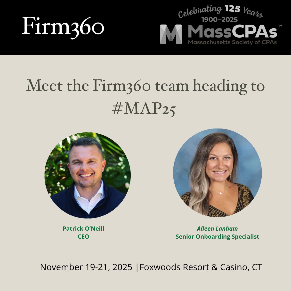 firm360's tweet image. Heading to #MAP25? So are we.

Catch Firm360 at Booth #30. Talk with our CEO and a Sr. Onboarding Specialist and learn how our all-in-one platform helps firms run better.

#Firm360 #AccountingTech #MassCPAs #CPAConference #MAP25 #NewEnglandCPAs