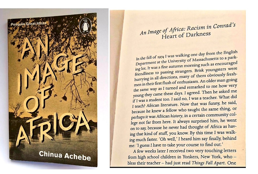 BibliophileVic's tweet image. Book..responding to Conrad&apos;s insidious &amp;amp; detrimental bk.  is Achebe&apos;s An Image of Africa, on our  #bookshelf