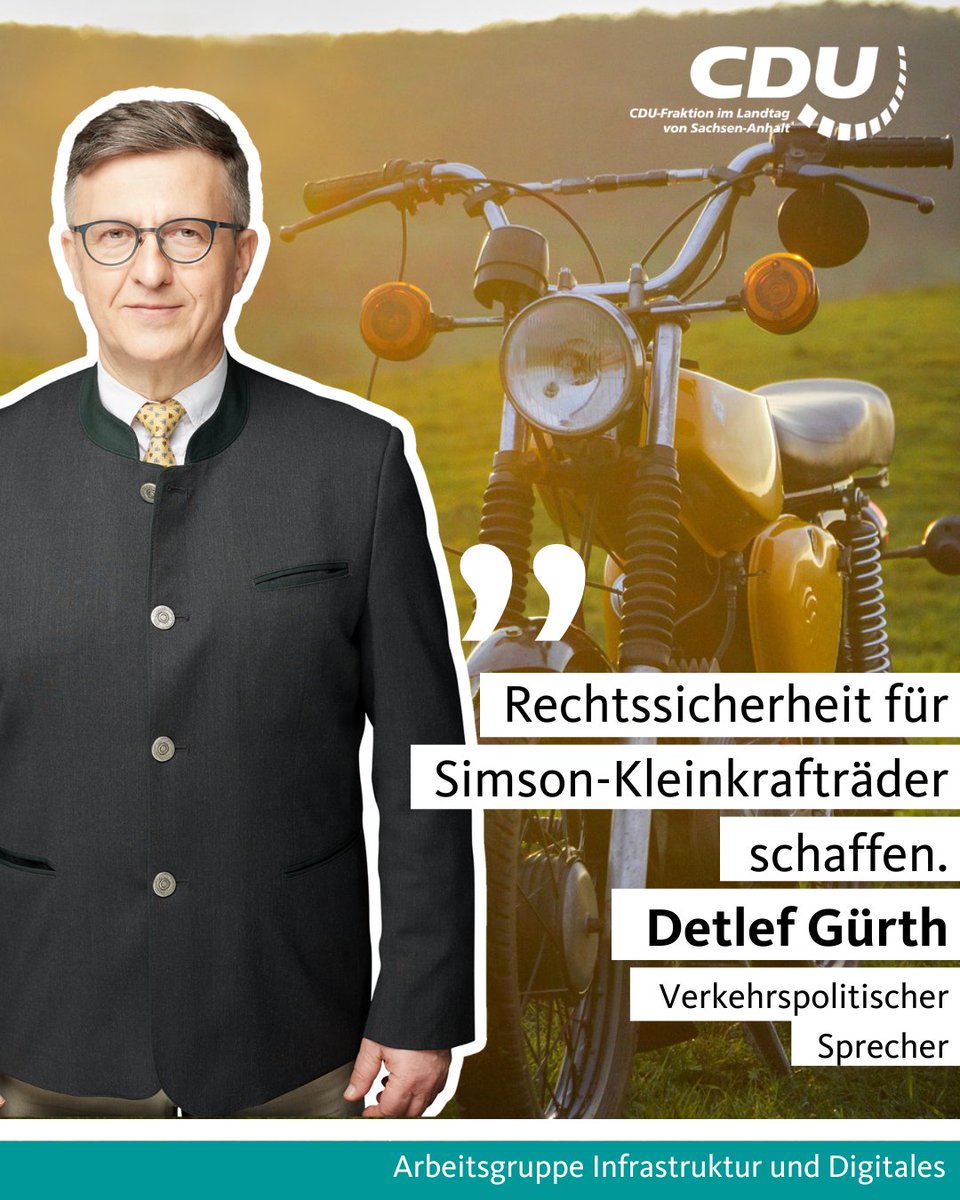 #ltlsa Der Landtag hat heute dem #CDU-Antrag für die Zukunft der #Simson-Kleinkrafträder zugestimmt.

Mehr dazu in der PM:
cdufraktion.de/2025/cdu-frakt…