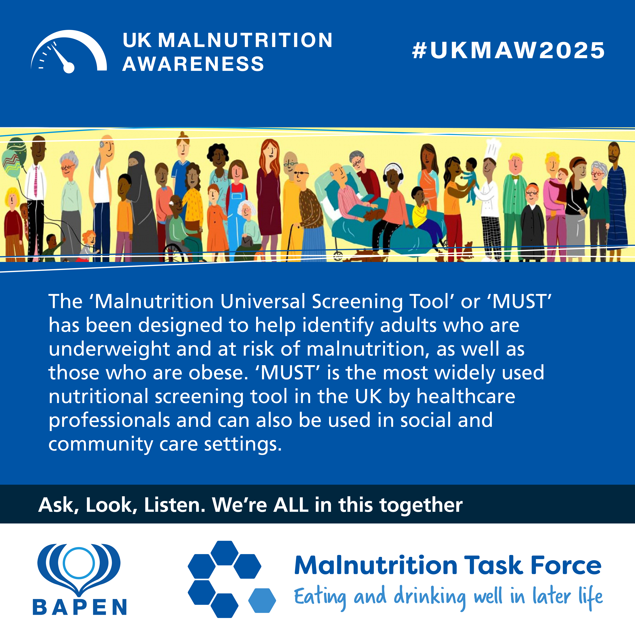 Screening for malnutrition risk is vital for early intervention - it is always better to prevent or detect problems early by screening than discover serious problems later.

Read more about screening here: bit.ly/4nwSFWC