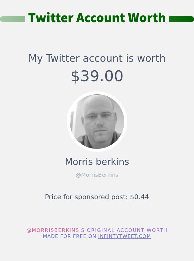 My Twitter worth is: $39.00

➡️ infintytweet.me/account-worth