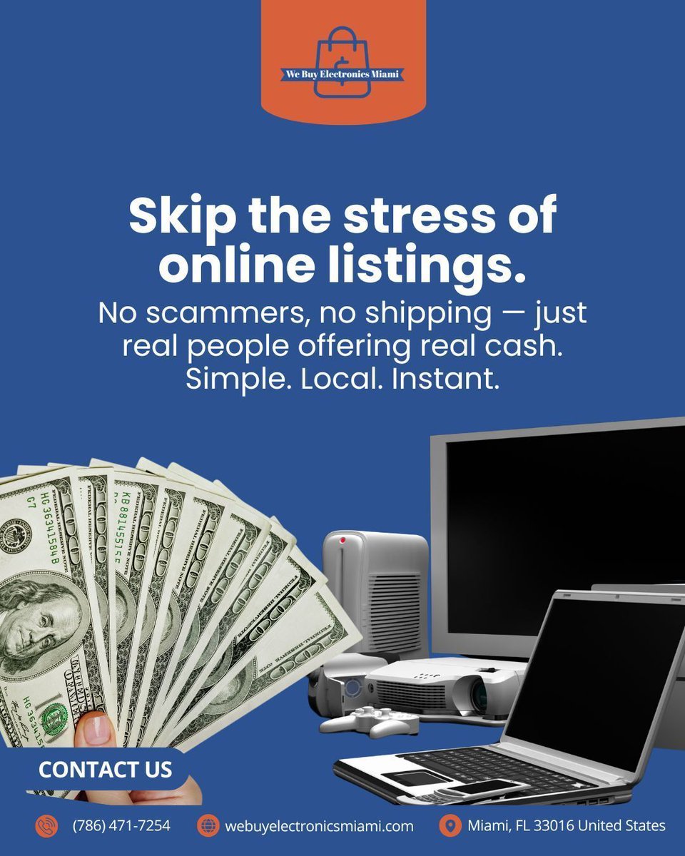 BuyElectMIA's tweet image. Avoid scams and long waits.

Bring your electronics to a trusted local buyer who pays instantly and keeps the process simple.

Sell your tech today.

webuyelectronicsmiami.com

#MiamiLocal #SellElectronics #InstantCash #TrustedBuyer #MiamiStore