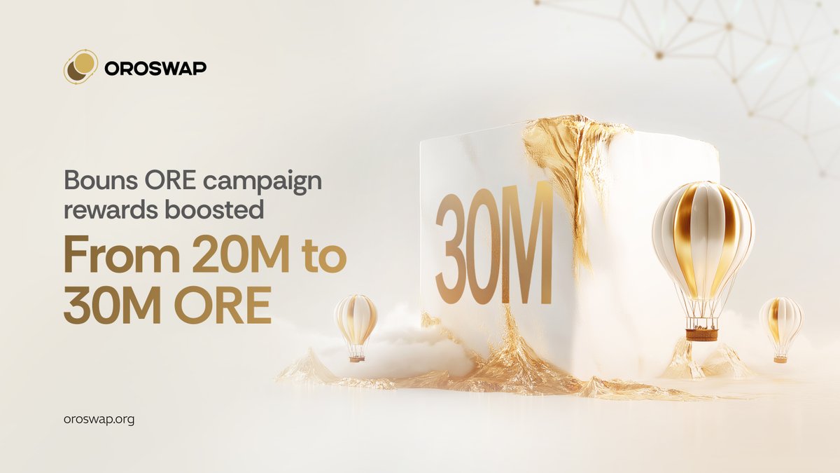 OroSwap OGs, the clock’s ticking ⚡️

Only 5 days left in the Bonus ORE Campaign.
If you’re a Testnet OG, this is your moment, connect your Testnet wallet on <a href="/ZIGChain/">ZIGChain</a> Mainnet and start earning rewards.

The reward pool has been boosted from 20M to 30M ORE, giving you an even