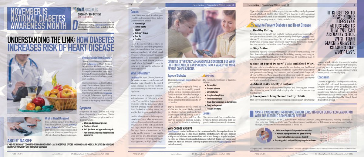 November is National Diabetes Awareness Month
Understanding the link: how diabetes increases the risk of heart
nasiff.com/wp-content/upl…
#Cardiology #HeartHealth #Cardiovascular #HeartDisease #CardiologyNews #HealthyHeart #CardioCare #CardiovascularHealth #HeartAttack #Cardiologist