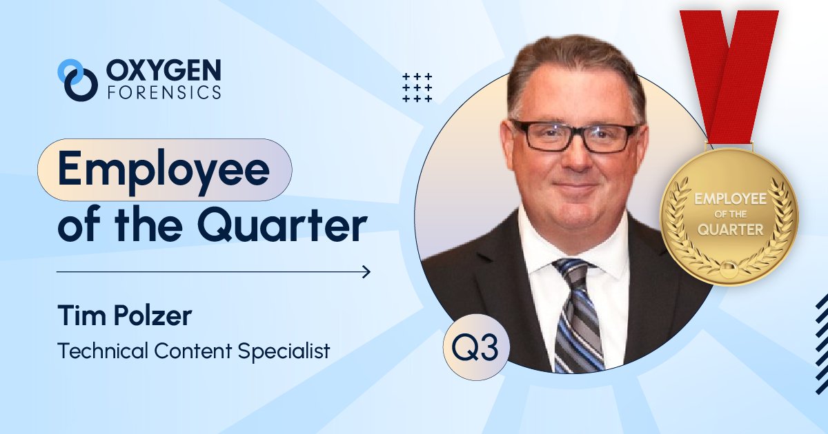 oxygenforensic's tweet image. 🌟 Employee Spotlight – Q3 2025: Tim Polzer 🌟

Tim plays a key role in shaping how Oxygen tells its story, from authoring our first-ever white paper to refining blogs, newsletters &amp;amp; case studies. His dedication keeps our message sharp &amp;amp; credible. 👏
 
#Innovation #DFIR
