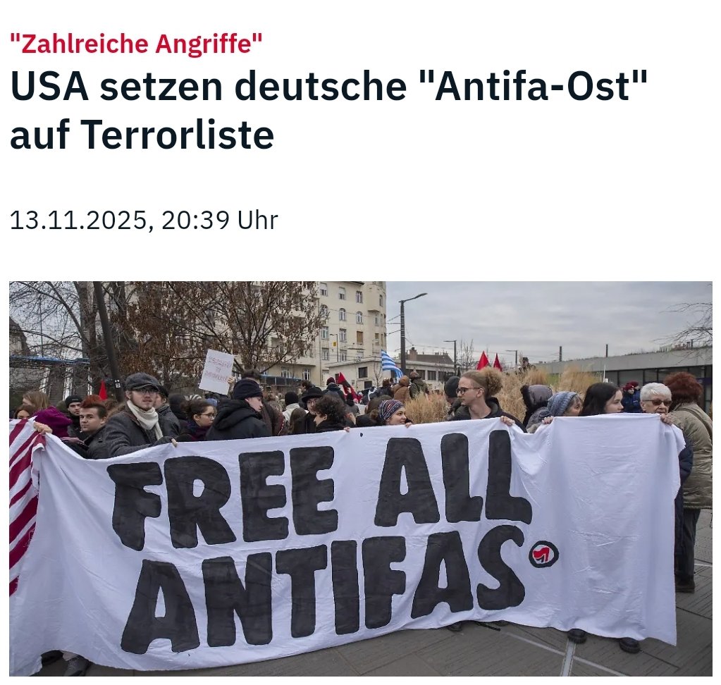 Die internationalen Faschisten unterstützen sich gegenseitig.

Mehr ist das nicht.
Mit plumpen propagandistischen Maßnahmen wird versucht das Narrativ der "gefährlichen #Antifa" in Deutschland verbreitet werden.

Jetzt ist die Frage, wann #Merz über das Stöckchen springt.
/PM