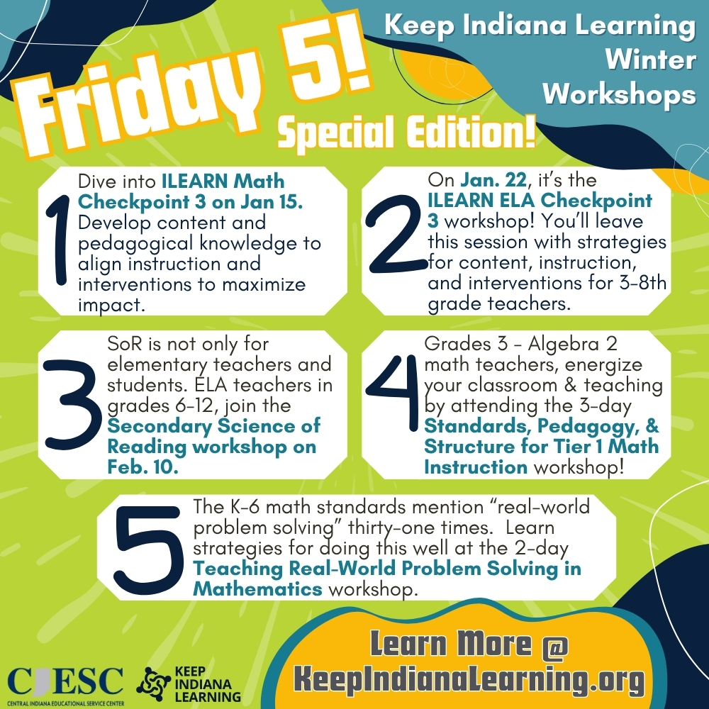 KeepINLearning's tweet image. The #FridayFive is here with a look at powerful Winter Workshops! ❄️ Maximize your instructional impact with sessions on ELA &amp;amp; Math Checkpoints, Secondary SoR, and K-12 math content. High-quality learning opportunities are ready for your 2026 winter PD! ❄️ Learn more:…