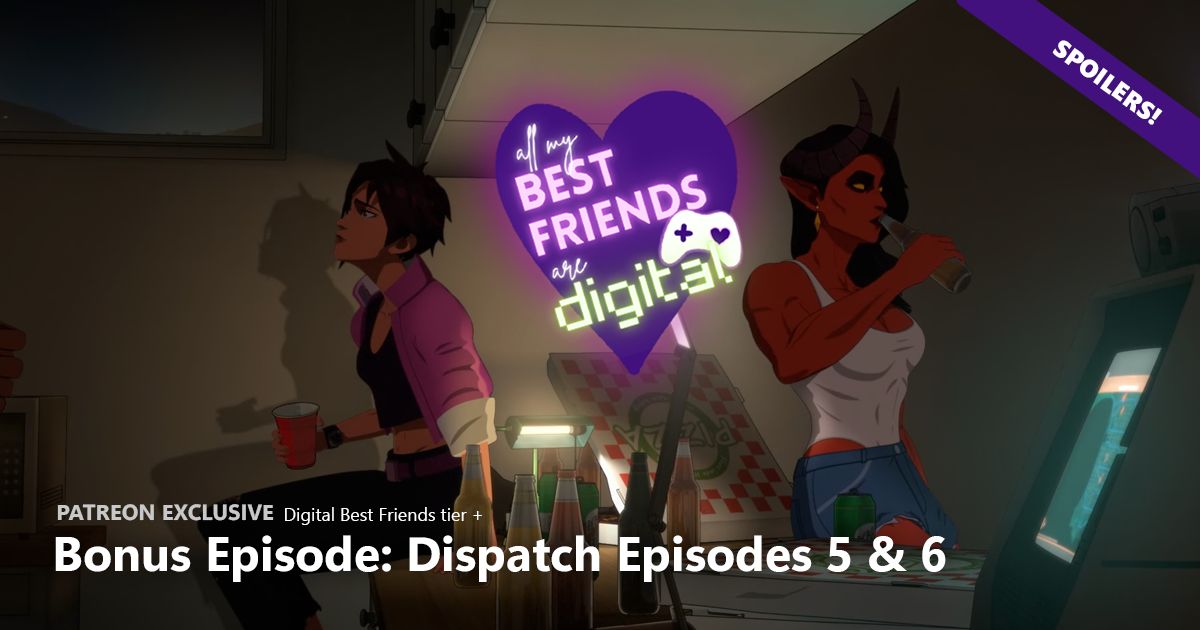 AMBFAD's tweet image. Our next Patreon-exclusive episode discussing Dispatch is out! Caitlin and Mark discuss episodes 5 and 6. Our found family is very dysfunctional but we love each and every one of them! patreon.com/ambfad