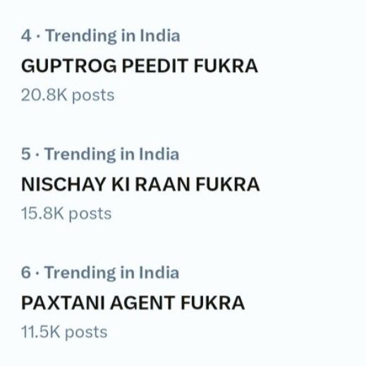 Do bhaiyo ka fight dekh kr uss din mera dil toot gya tha.
Ruchika ko lekr #FukraInsaan ne pehle #Triggered ke against Twitter par trend chlaya.
Aur retaliation me Triggered ne Fukra ke khilaf 3 trend chalwa diya🫤😔

Ab kya unke beech sab sahi hai?

#ElvishYadav
#ElvishArmy