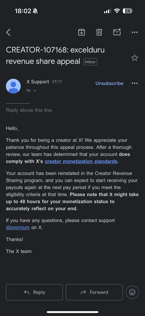 excelduru's tweet image. 15 DAYS LATER! 🎉🥳
I was permanently demonetized from the Creator Revenue Sharing Program on Oct 30th. After 5 intense appeals and 15 stressful days of fighting, X reinstated my account today, Nov 14th! 😂
I’m laughing now, but the persistence was real,I refused to quit.
Big…