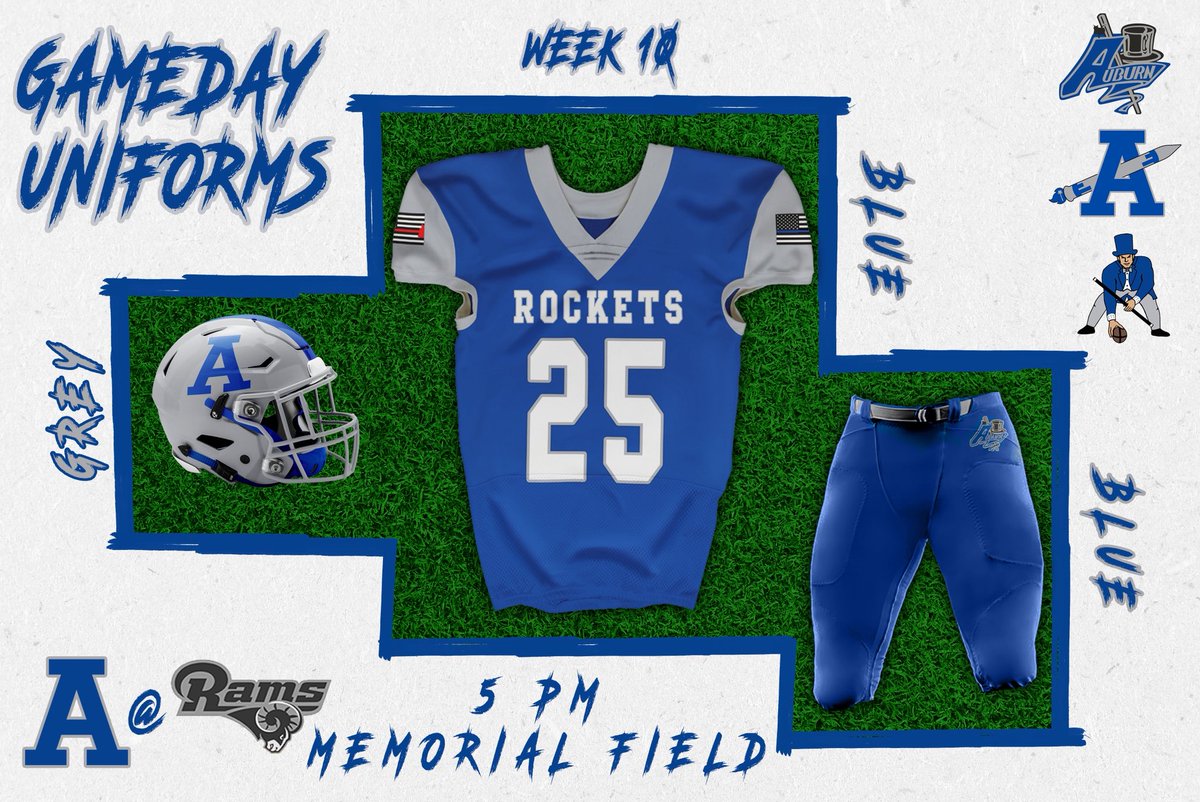 AuburnRocketsFB's tweet image. 𝑮𝑨𝑴𝑬𝑫𝑨𝒀 🚀

🆚 Shepherd Hill 
📍Memorial Field 
🕖 5:00 PM
👔 🔵 on 🔵 

@tgsports 

#LetsGoRockets
