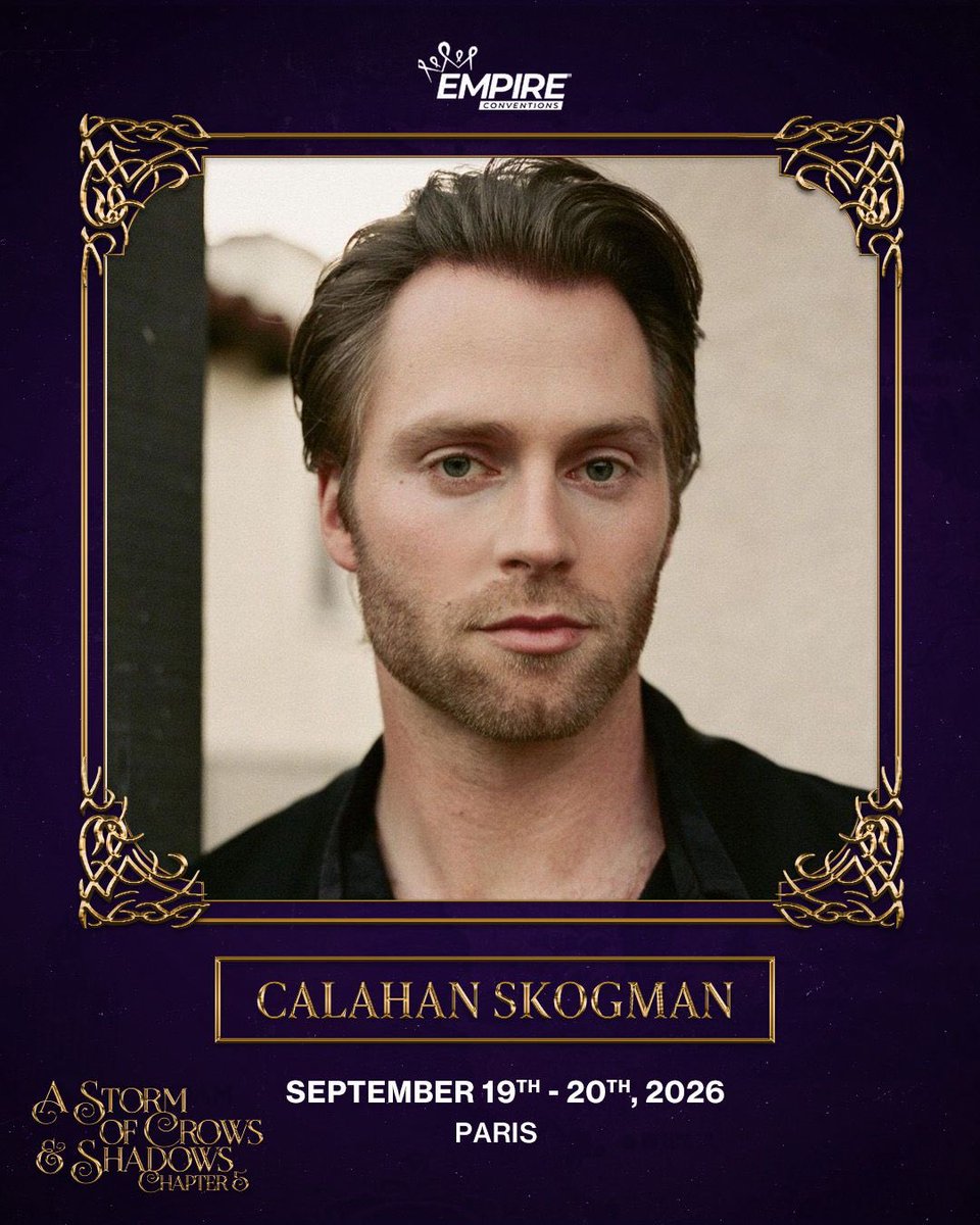 EmpireConv's tweet image. #ASOCAS5 | 3RD GUEST: CALAHAN SKOGMAN (regular guest)
 
🎟️ TICKETING NOW: billetweb.fr/asocas5

ℹ️ FB GROUP: facebook.com/groups/asocas

📍 PARIS, VENUE TBA

#ShadowandBone #MatthiasHelvar #CalahanSkogman #SixofCrows