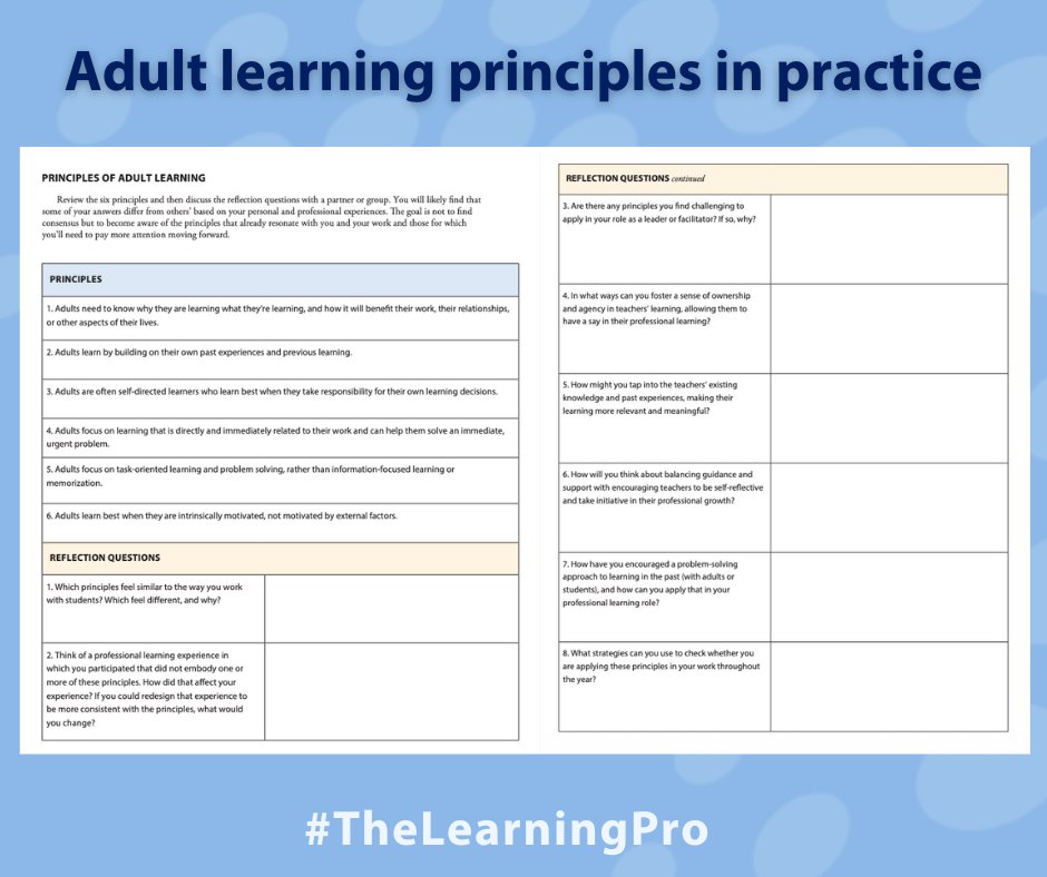 LearningForward's tweet image. Is your professional learning grounded in the principles of adult learning? Use this tool from The Learning Professional to find out and make needed shifts. #TheLearningPro ow.ly/TPTl50XozXp