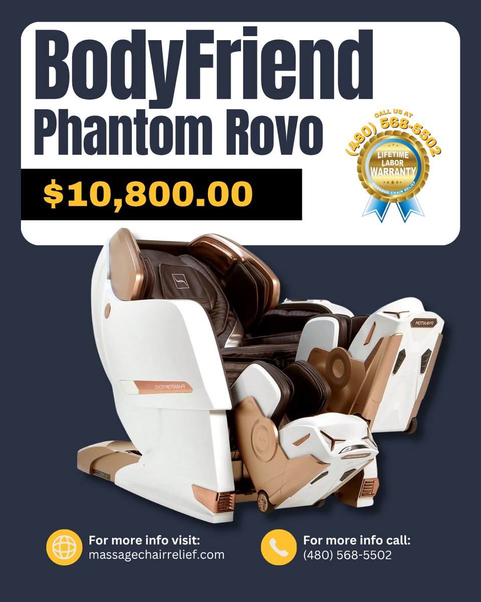 The BodyFriend Leonardo DV is now on SALE 💆‍♀️

Luxury design. Smart relaxation. Total body recovery.

👉 Visit: …ersguide.the-massage-chair-relief.com/your-massage-c…
📞 480-568-5502

#MassageChairRelief #BodyFriend #LeonardoDV #MassageChair