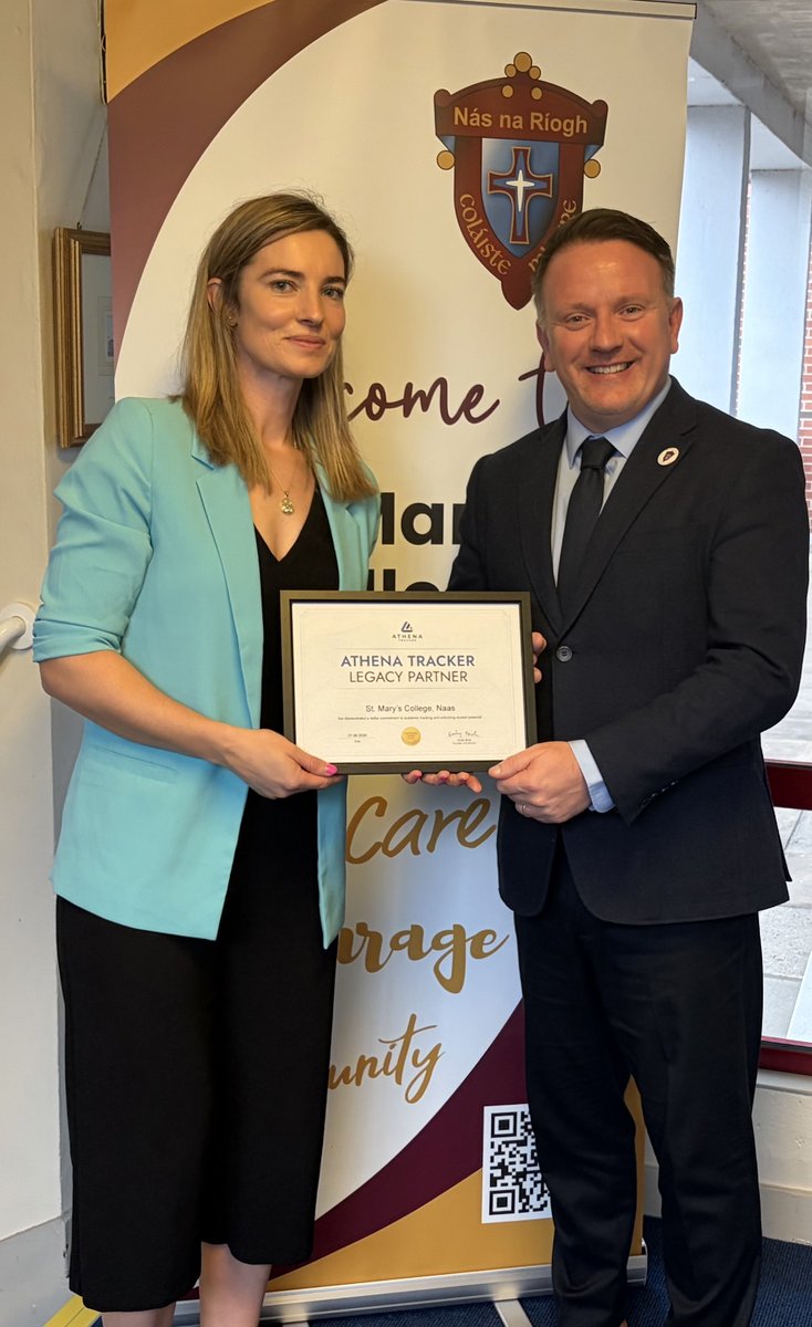 Presenting Principal Mark Dowling with the #AthenaTracker #LegacyPartner award at St Mary’s College, Naas. 
We are delighted to celebrate 5 years of partnership, &amp; thrilled to see how the AT continues to help the school provide the best possible support for their students.