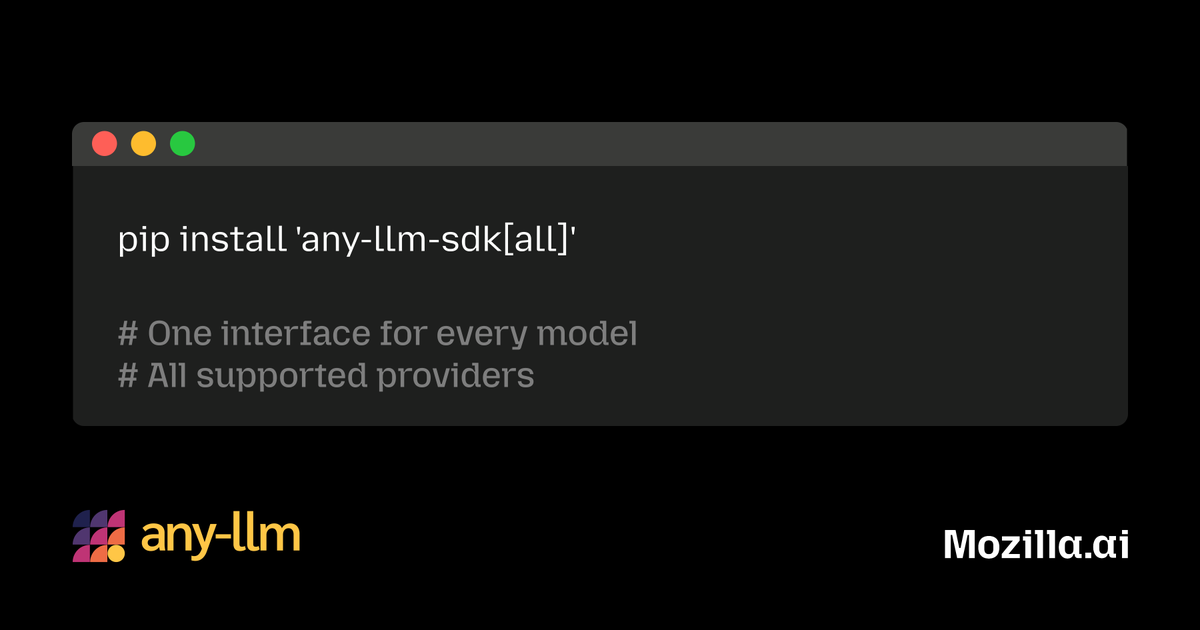 Too many LLM APIs can slow you down.

any-llm (v1.0) lets you run cloud and local models through one interface.

Try it here: github.com/mozilla-ai/any…