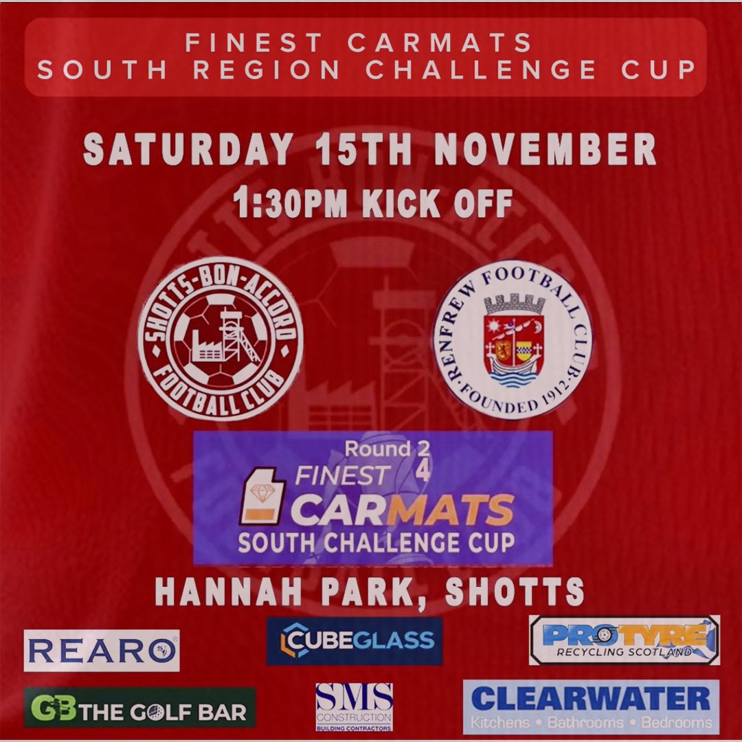 ShottsBonAccord's tweet image. A reminder that this weekends game is a cup game not included in your season ticket. Entry prices are £10 Adult and £6 Concession. Parking at the ground is unlikely due to ongoing works so please be respectful of local residents while parking.
