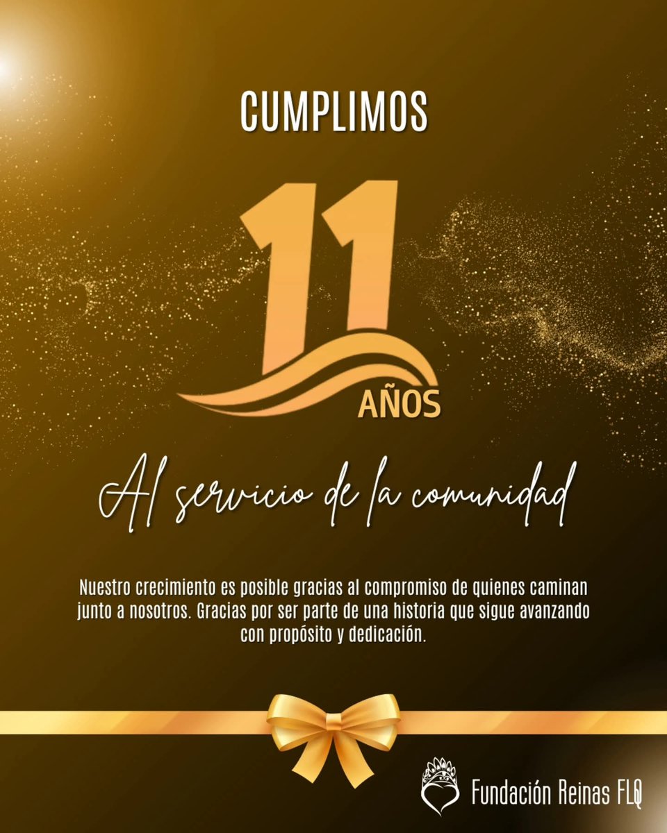 ✨ Celebramos 11 años de servicio y compromiso.
Gracias a cada socia, Federación de Ligas de Quito, reinas, cortes de honor y aliados por hacer posible este camino.
💛 Seguimos avanzando para servir mejor a nuestra comunidad.

#FundaciónReinasFLQ #DeporteBarrial #Quito #Ecuador