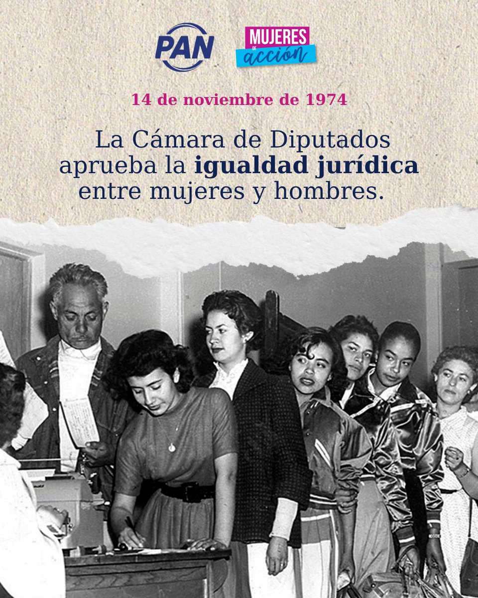 ✨ #UnDíaComoHoy (1974) México reconoció la igualdad jurídica entre mujeres y hombres.
Un avance que abrió camino a los derechos que hoy defendemos y seguimos fortaleciendo. 🇲🇽💙