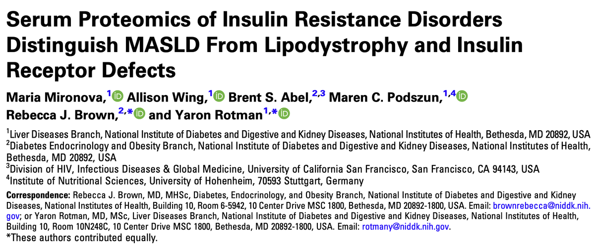 NASH_and_coffee's tweet photo. New publication: "Serum Proteomics of Insulin Resistance Disorders Distinguish MASLD From Lipodystrophy and Insulin Receptor Defects".
Recently published in @TheEndoSociety JCEM
#LiverX #MASLD #InsulinResistance #Lipodystrophy #RotmanLab #SLD
🧵 (1/n)
https://t.co/DbrHg7z9yq https://t.co/ZK5zdKpH9Z