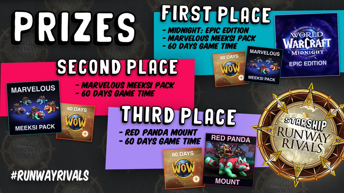 Want a chance to win some of the amazing swag generously given to us by our friends over at <a href="/Blizzard_Ent/">Blizzard Entertainment</a> ? 

Come and compete in this year's #RunwayRivals transmog contest!

Sign up here 👉 discord.gg/starshipeu 👈

We are Starship 🌈
Kind of a Cult 💀