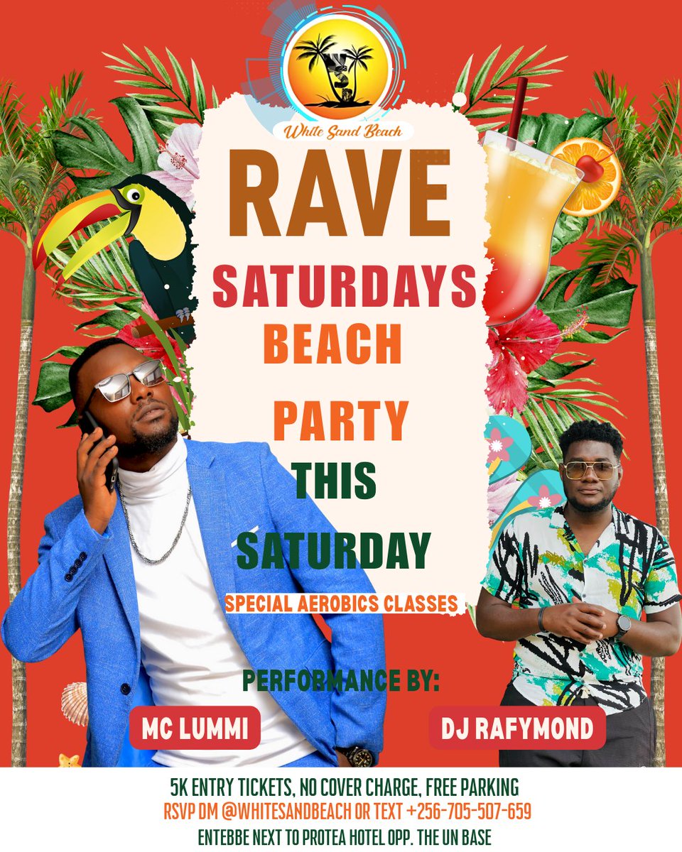 SandEntebb78226's tweet photo. RAVE SATURDAY IS GOING DOWN AT WHITE SAND BEACH! 🔥

Don't miss the lakeside beats, bonfire vibes &amp; unforgettable energy.
It's not just a party—it's a vibe!
📍 White Sand Beach
📆 Tomorrow Night
📞 0705 507 659 | 🔗 https://t.co/3gKXyBtkxx

Tag your squad &amp; get ready! 👇 https://t.co/DfJh31KLSy