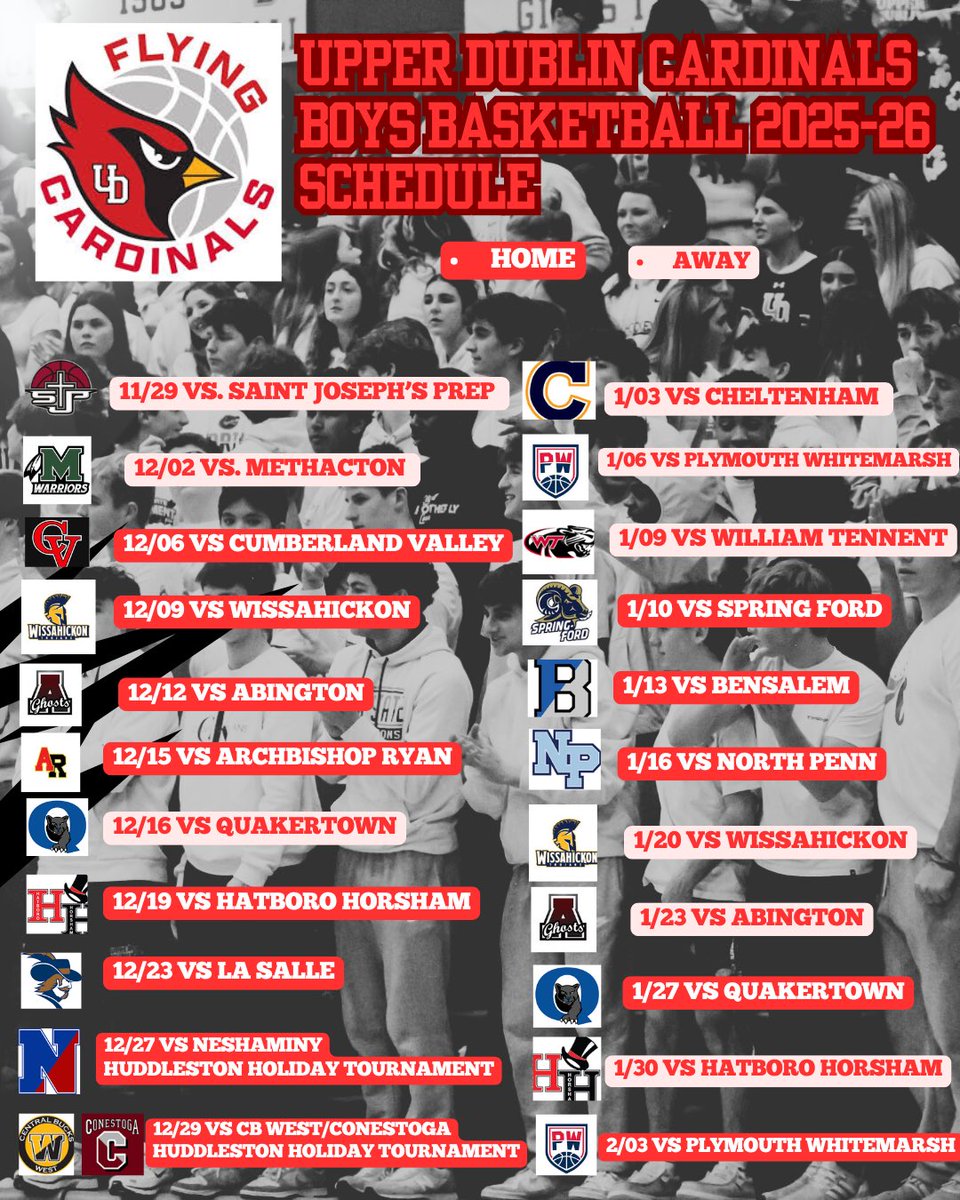 Excited to start the season today! 

Here’s the 25-26 schedule for the Flying Cardinals!!