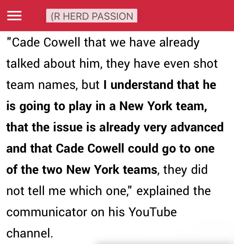 #USMNT forward and Chivas outcast Cade Cowell linked to a move to a New York MLS team, although unclear which one. (From <a href="/RebanoPasion/">Rebaño Pasión</a> - Sent to me by <a href="/MostlyBullNY/">Mostly BULL</a>)

#RBNY #NYCFC

chivaspasion.bolavip.com/mercado-de-pas…