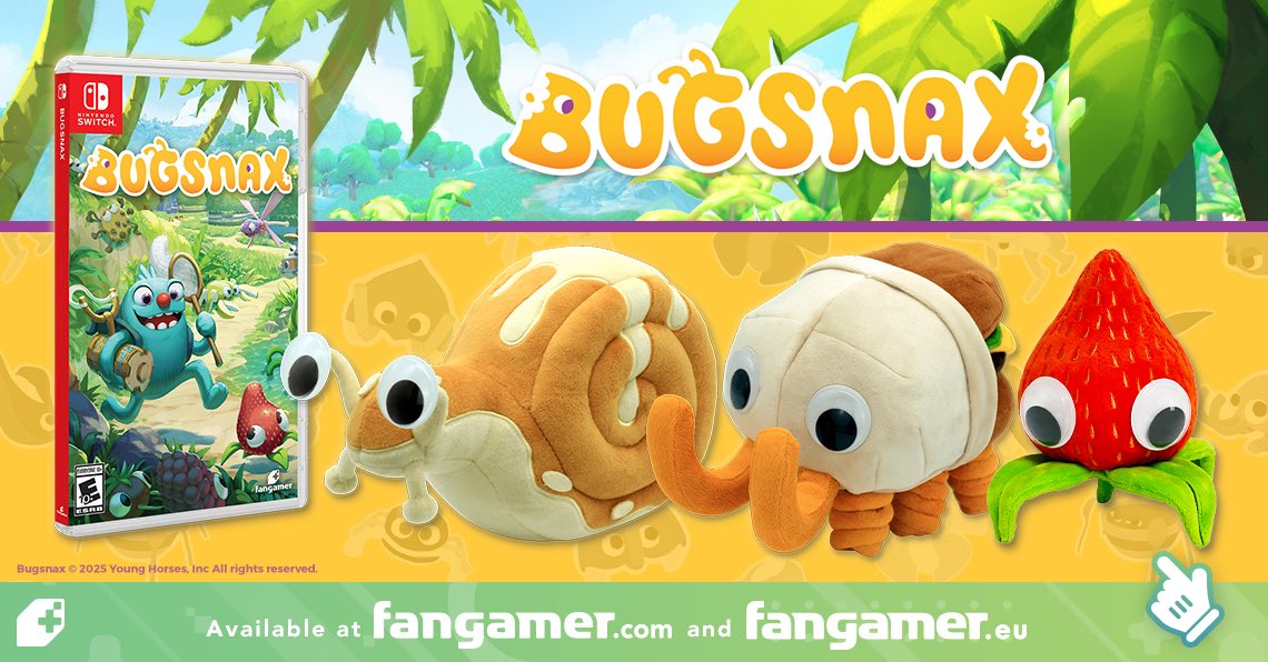 . <a href="/Fangamer/">Fangamer</a> ’s Black Friday event starts NOW! Get FREE shipping on all our in-stock sweet Bugsnax merch + physical copies (PS5, PS4, Switch) of the game through Monday December 1st. 🐛 🍔 

US and Worldwide: fanga.me/r/bugsnax-holi…
EU and UK: fanga.me/r/bugsnax-holi…