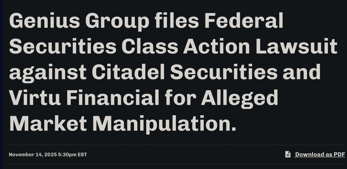 rogerhamilton's tweet image. Latest $GNS news - Genius Group Limited (NYSE American: GNS) (“Genius Group” or the “Company”), a leading AI-powered, Bitcoin-first education group, today announced it has filed a Class Action Complaint in the United States District Court for the Southern District of New York…