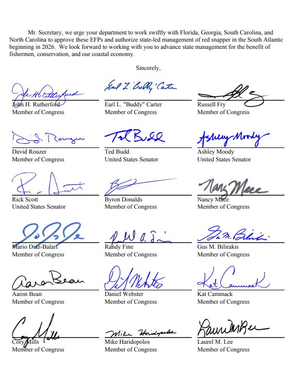 RepAaronBean's tweet image. This week, I joined @RepRutherfordFL in urging U.S. Secretary of Commerce @howardlutnick to approve an Exempted Fishing Permit (EFP) application for the State of Florida. This application would enhance data collection and grant our state the authority to lead the management of…