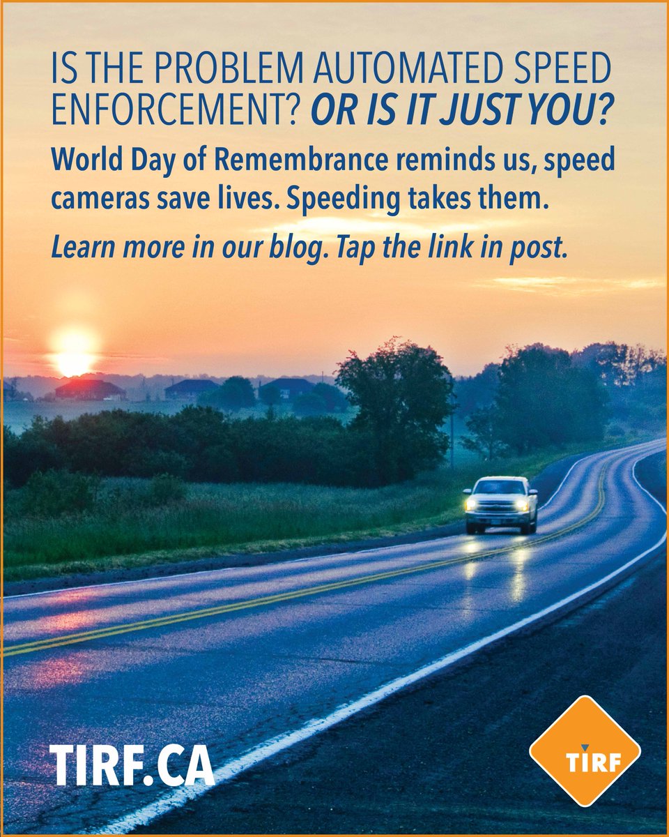 NEW #MySafeRoadHome blog from TIRF President &amp; CEO, Robyn Robertson in advance of World Day of Remembrance for Road Traffic Victims this Sunday, Nov. 16th: tirf.ca/blog/automated…

#WDoR2025 #speedenforcement #automatedspeedenforcement #speedcameras #roadsafety #visionzero