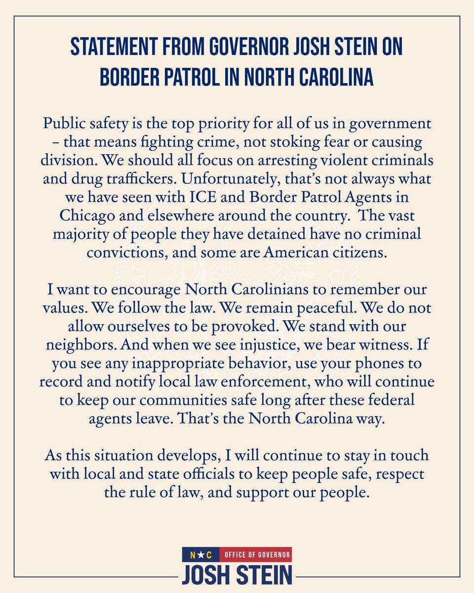 I will continue to stay in touch with local and state officials to keep North Carolina safe.