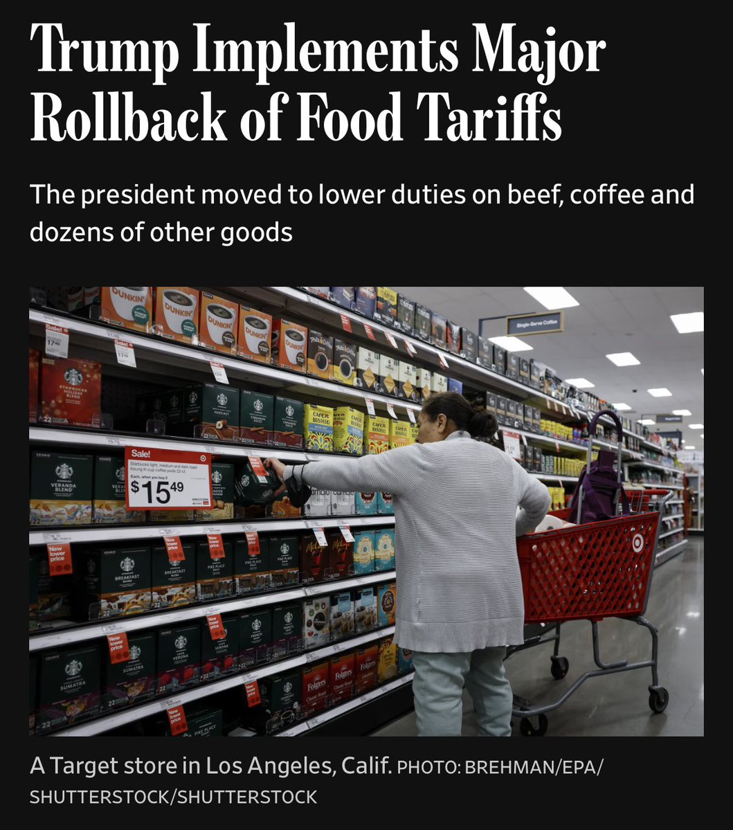 Trump lowered tariffs on beef, coffee, and dozens of other agricultural and food goods as his poll numbers tanked to 27–33 percent, proving that Americans are indeed paying his tariffs.