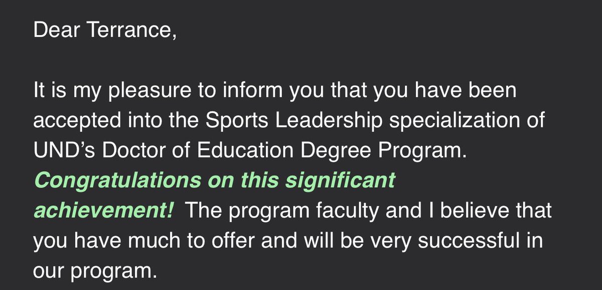 I have been accepted into my doctorate program 😅