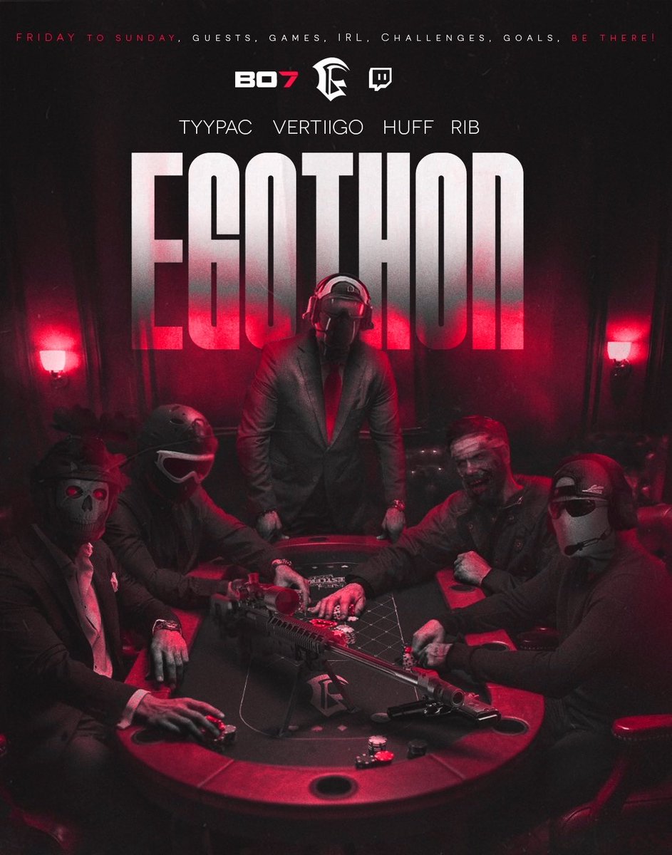 Egotives's tweet image. EGOTHON II

TONIGHT - SUNDAY
BO7 - IRL - CHALLENGES - MORE

@tyyPac 
@ImVertiigo 
@HuffMcBuff 
@Egt_Rib 
&amp;amp; More.

Twitch Links Below: