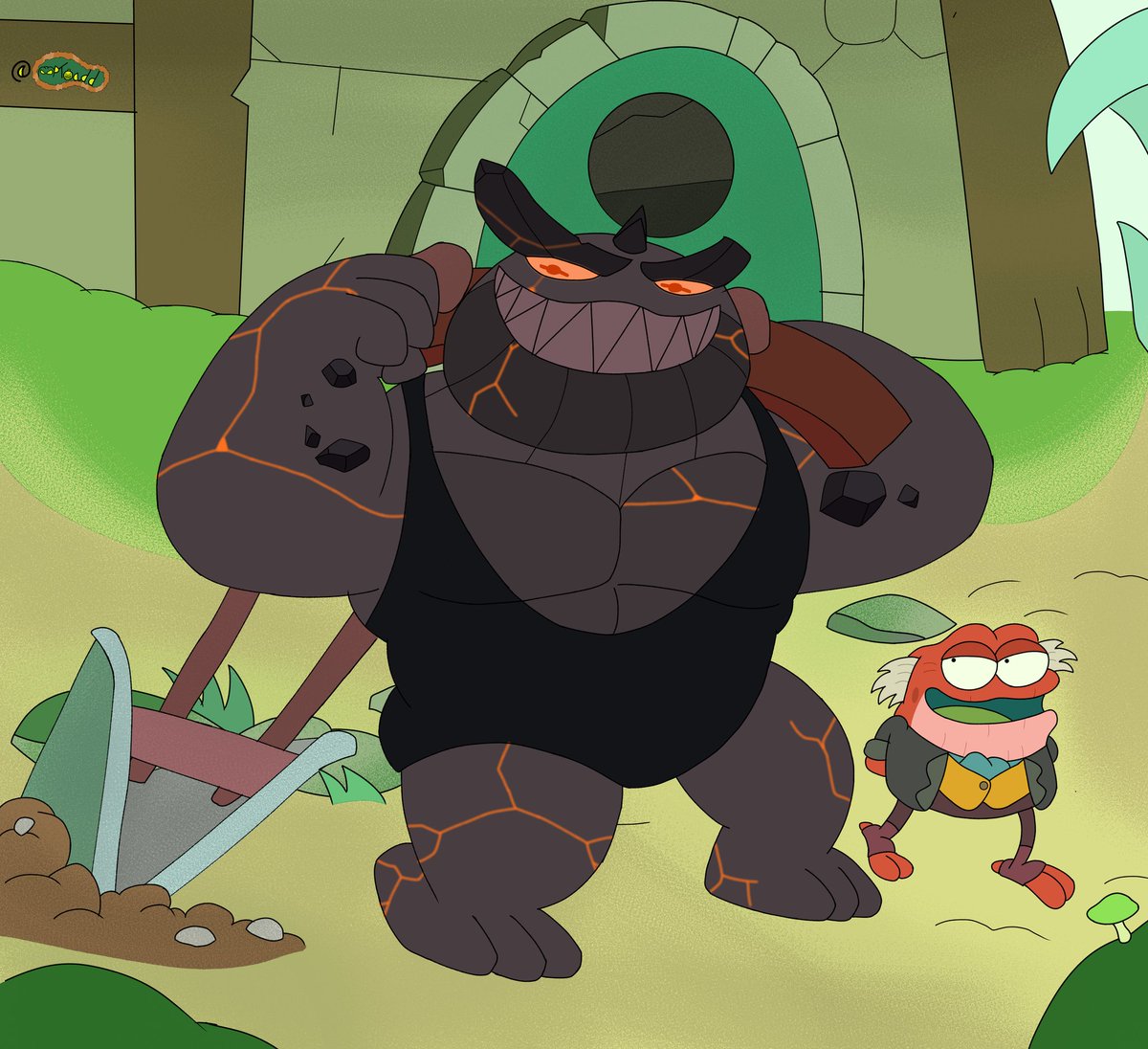 MPToadd's tweet image. The Stone Monster volunteer to lend a hand n pebbles with the Plantar&apos;s farm with the many chores out here

C-mission for a friend n once again appreciate hittin me up🎃

#Amphibia #HopPop #StoneMonster