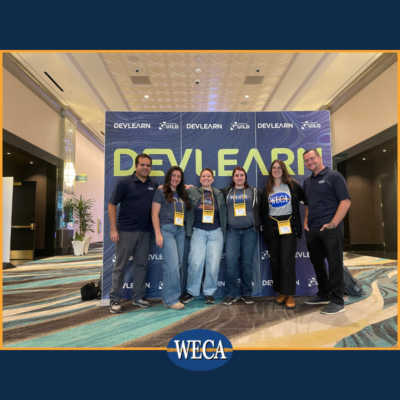 GOWECA's tweet image. Hey, it&apos;s some of our Curriculum Development, eLearning, and Educational Media and Technology team members checking in from DevLearn! We&apos;re always exploring and implementing everything we can to keep WECA at the forefront of learning technologies. 🤜🤛

#goweca #devlearn2025