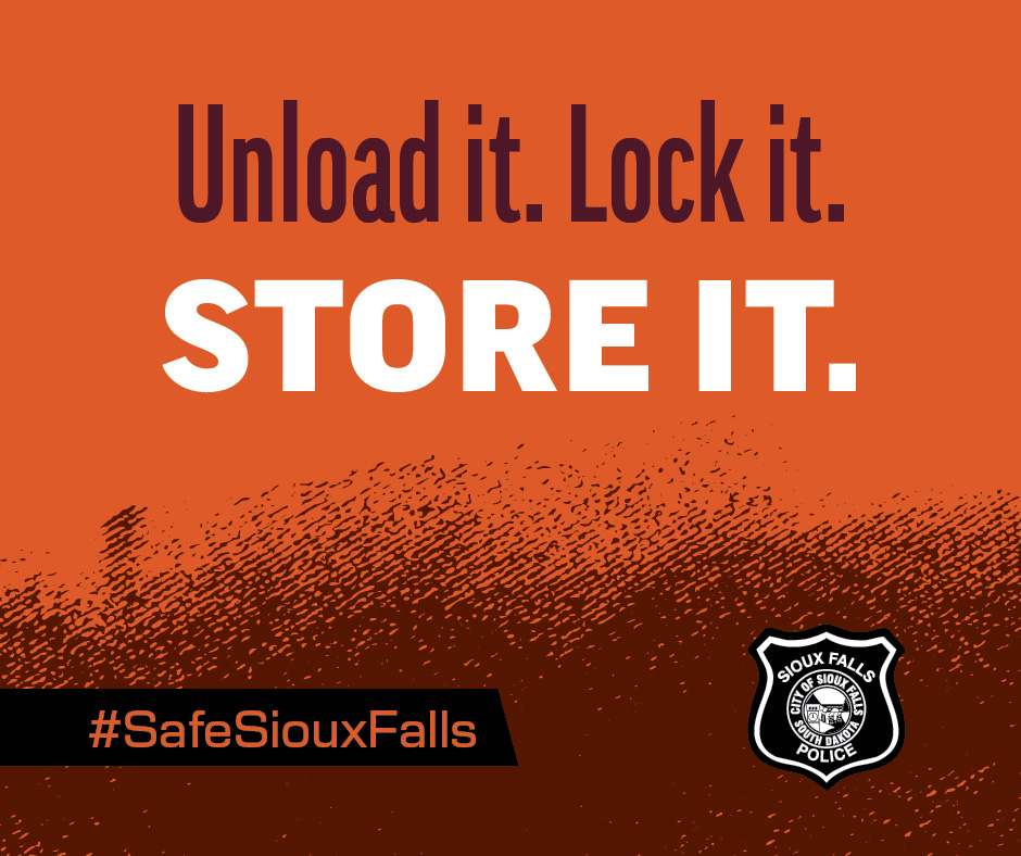 siouxfallspd's tweet image. Safe storage saves lives. Help us prevent accidents and keep firearms out of the wrong hands—unload it, lock it, store it. /737