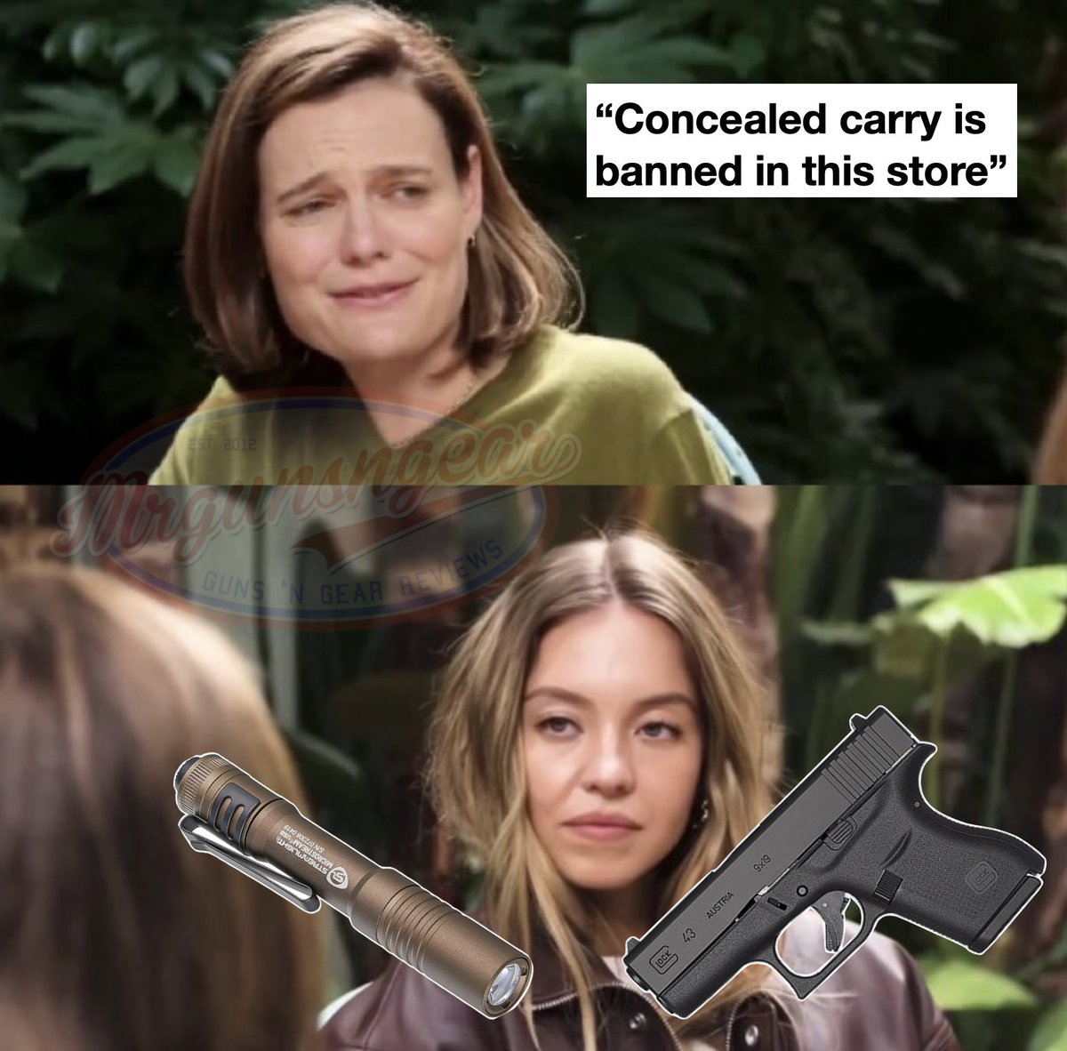 Mrgunsngear's tweet image. Me when I see a &quot;no guns allowed sign&quot; 🪧😎

#ConcealedCarry #EDC #ignored #glock #streamlight