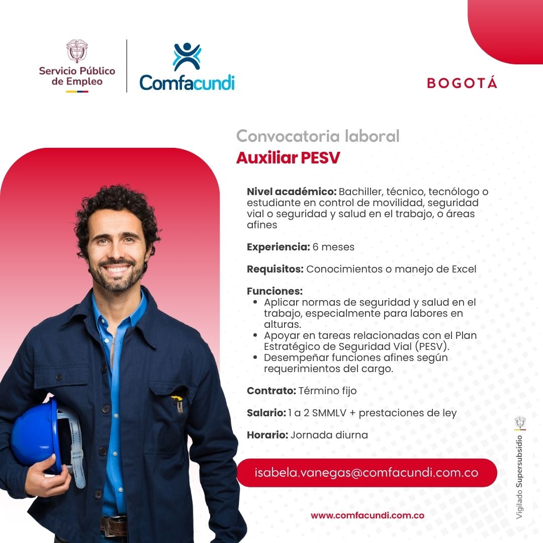 COMFACUNDI's tweet photo. ¡Nuevas oportunidades laborales te están esperando!
Si estás buscando dar el siguiente paso en tu carrera, en Comfacundi tenemos vacantes para diferentes perfiles y niveles de experiencia. 🙌💼
📌 Auxiliar PESV
📌 Profesional Comercial
📌 Oficial Eléctrico
✨¡Postúlate ahora! https://t.co/MjiLpVExVu