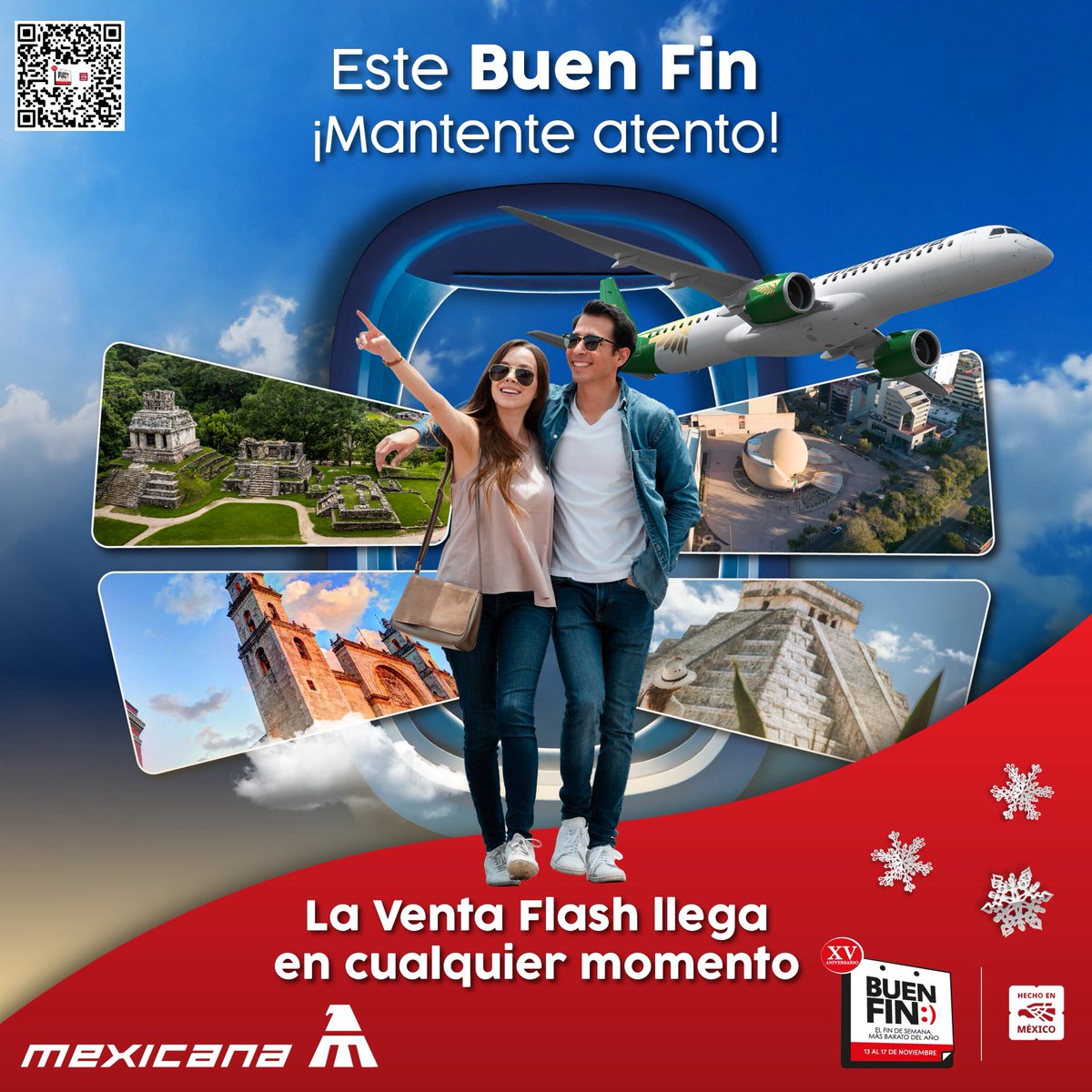 MexicanaVuela_'s tweet photo. ¡Atención viajeros! ⏰✈️
Este Buen Fin tendremos ventas flash en distintos horarios.
Activen notificaciones y estén pendientes… las ofertas pueden aparecer en cualquier momento.
#BuenFin #VentaFlash #Mexicana #Ofertas https://t.co/GFalpShSfq