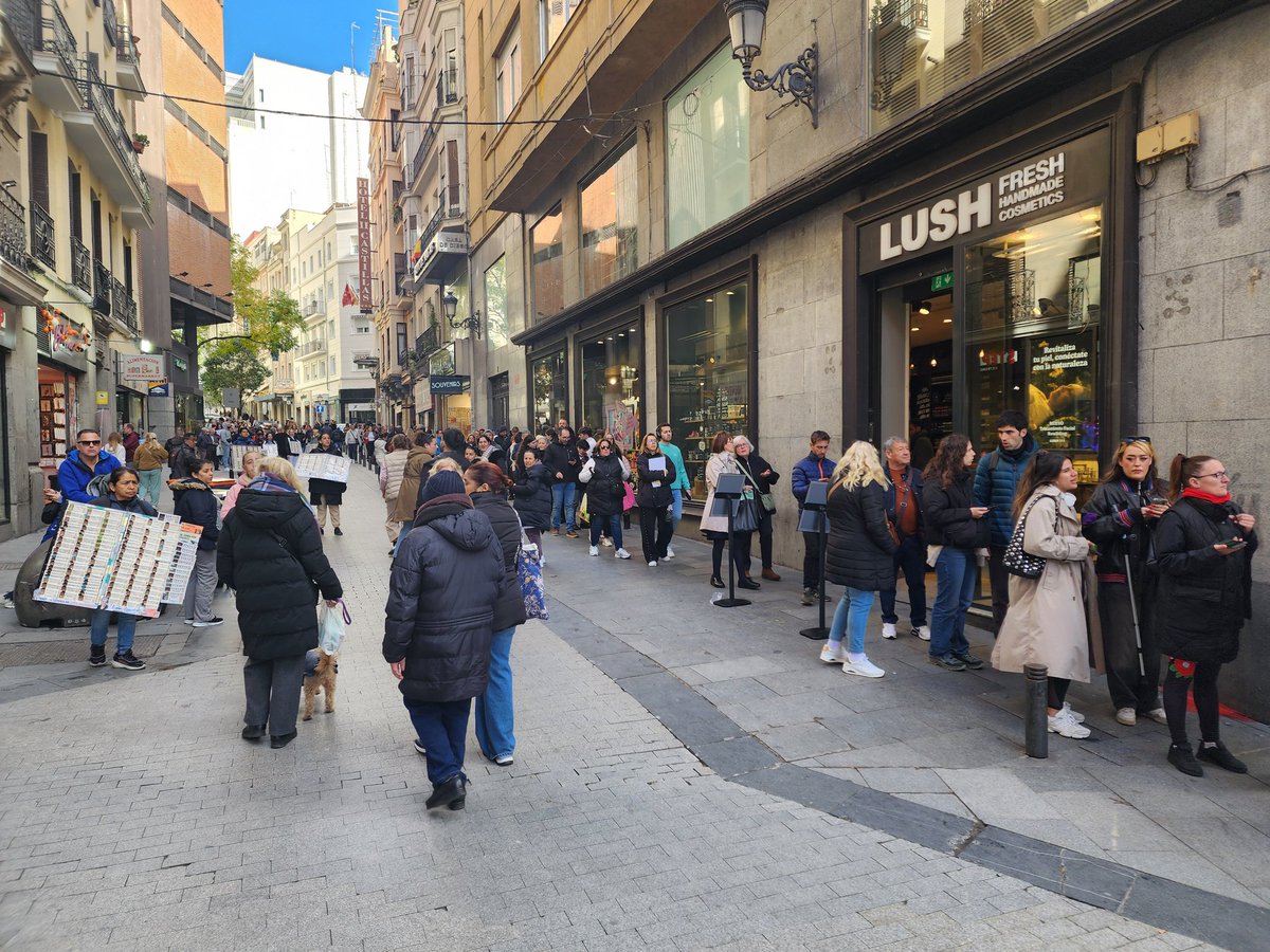 There's a lottery game here called the Xmas lottery. The odd thing is in certain areas, the line is OUTRAGEOUS as illustrated here. But you could go around the corner and put your numbers in. No line. No wait.