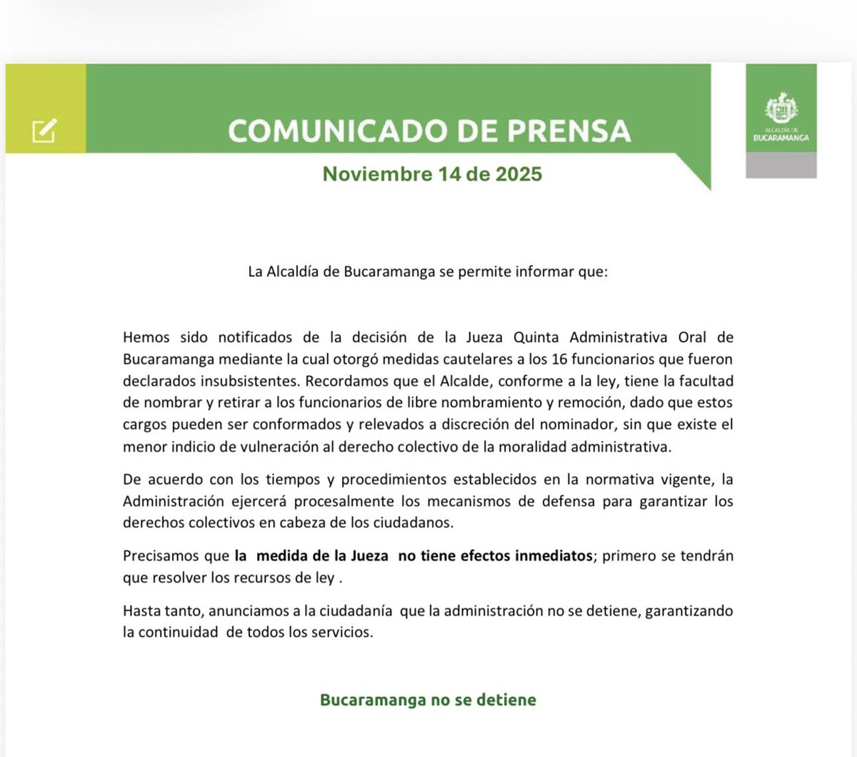 Socrates1948's tweet photo. #Capitulo15 @AlcaldiaBGA
@Jasavier Informa a la opinión pública y a la señora Juez Quinta Administrativa con funciones de control constitucional que NO ACATA ORDEN DEL JUEZ. https://t.co/YBaxQ1AS5N
