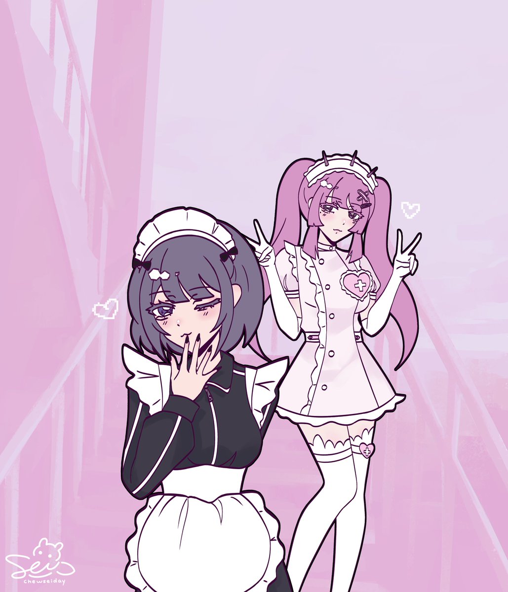 chewseiday's tweet image. 🖤Mio and Rizu🩷
More art of my ocs cause I like drawing them~

♡ #digitalart #ocs #cute #ibispaintx