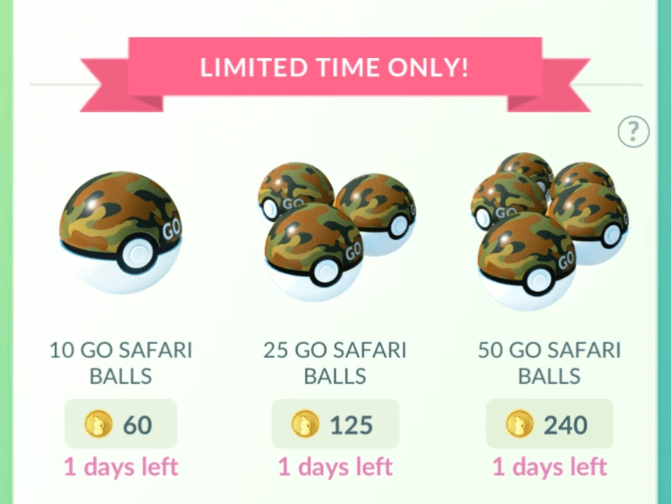 Pokémon GO Web Storeにて、 ✓GOサファリボール250個（1,400円） が