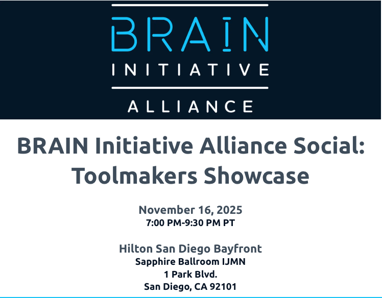 Join us on Sunday, Nov. 16 at the BRAIN Initiative Alliance Social: Toolmakers Showcase at #SfN25!

Explore cutting-edge, #OpenScience tools from the Allen Institute &amp; #studyBRAIN collaborators and meet the product teams behind them.

🔗 web.cvent.com/event/4a051497…

@usbrainalliance