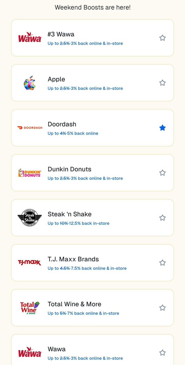 fold_app's tweet image. Weekend Boosts are here

Earn up to an additional 3% on some of your favorite brands.

Stack extra sats whether your stashing for you or sending as a gift:

🍎 Apple 
🏃 Doordash
🍩 Dunkin
⛽️ Wawa
🍷 Total Wine
👚 TJ Maxx
🍔 Steak &apos;n Shake